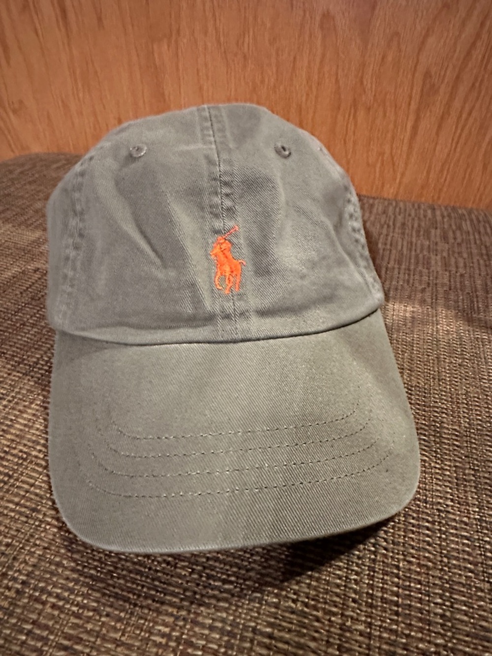 Polo by Ralph Lauren Olive Baseball Cap with Orange Pony Logo